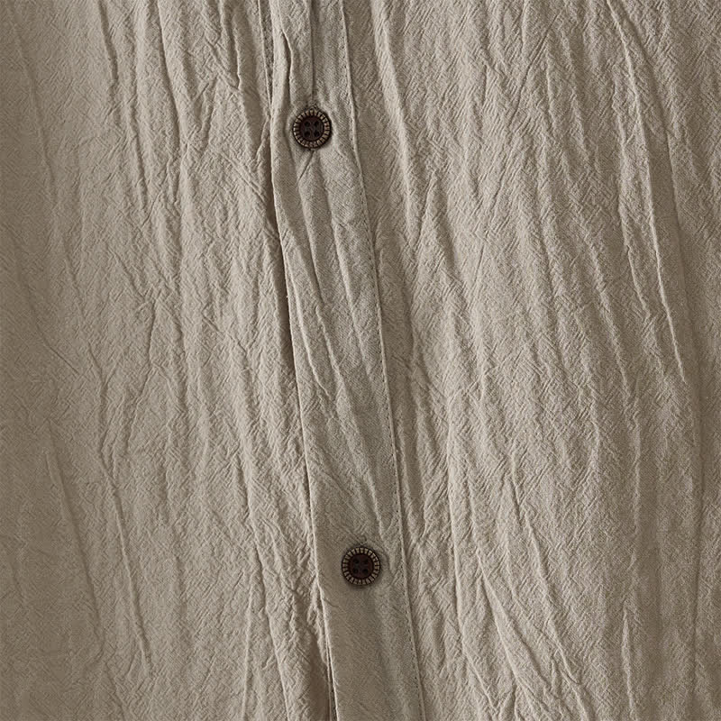 Buddha Stones Lässiges, minimalistisches, einfarbiges Herrenhemd mit Knopfleiste für den Sommer, ärmellos - image 18