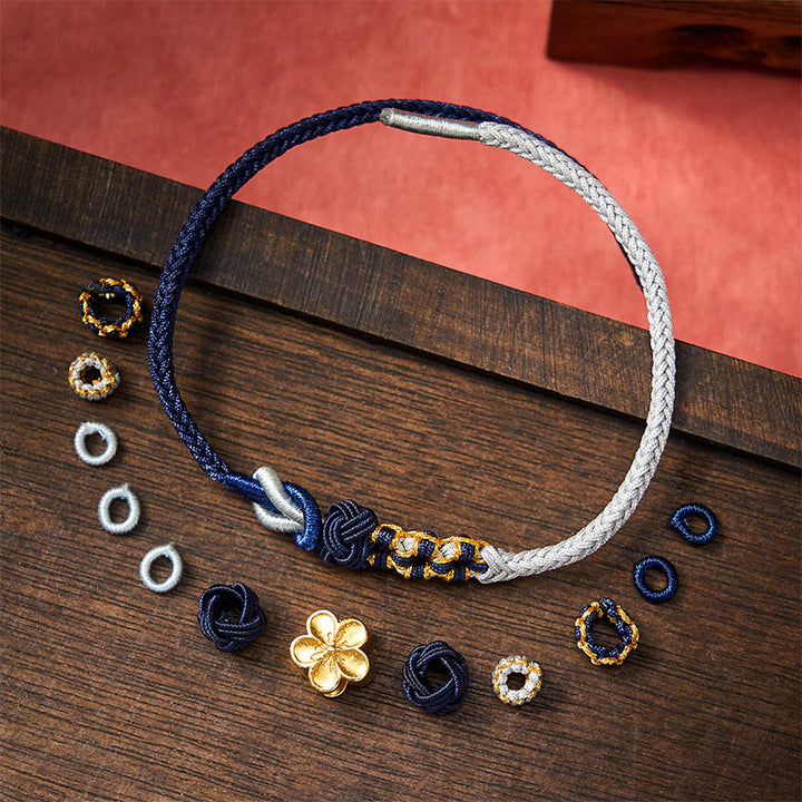 Buddha Stones Handgewebtes, mehrfarbiges Armband mit Pfirsichblütenmotiv im chinesischen Knotenmuster – Glücksbringer für Paare - image 10