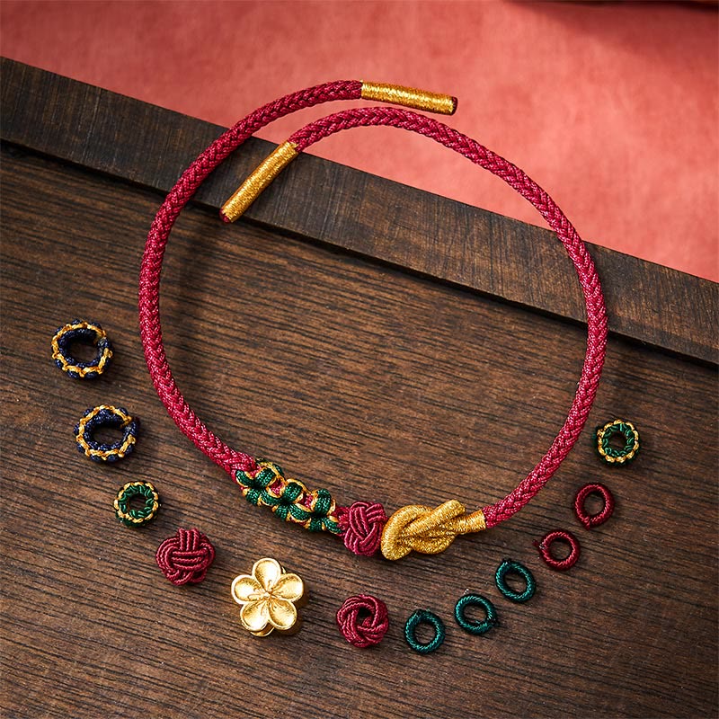 Buddha Stones Handgewebtes, mehrfarbiges Armband mit Pfirsichblütenmotiv im chinesischen Knotenmuster – Glücksbringer für Paare - image 1