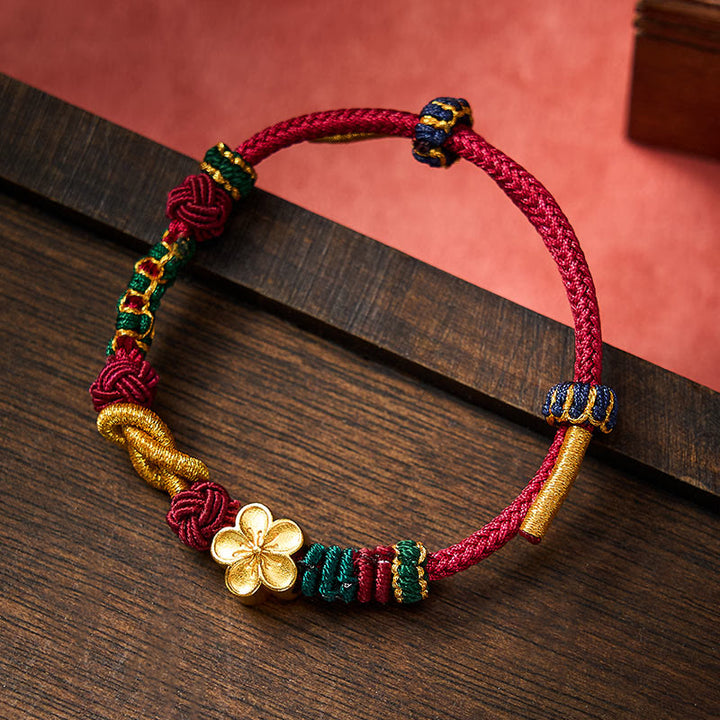 Buddha Stones Handgewebtes, mehrfarbiges Armband mit Pfirsichblütenmotiv im chinesischen Knotenmuster – Glücksbringer für Paare - image 2