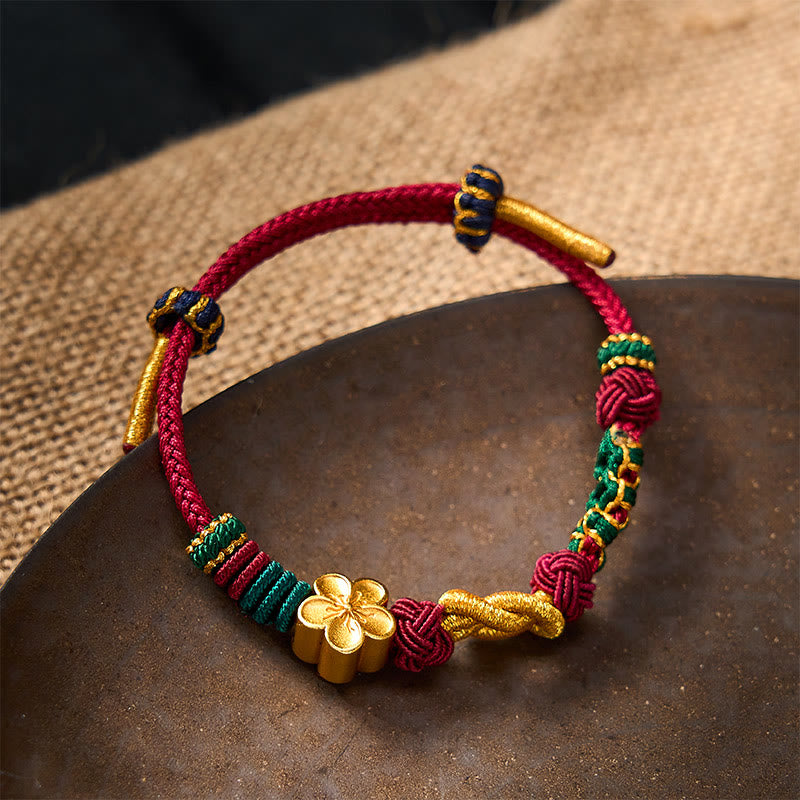 Buddha Stones Handgewebtes, mehrfarbiges Armband mit Pfirsichblütenmotiv im chinesischen Knotenmuster – Glücksbringer für Paare - image 3