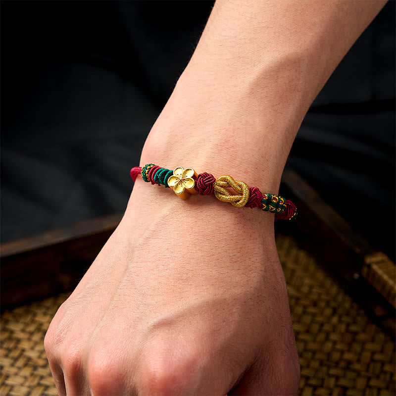 Buddha Stones Handgewebtes, mehrfarbiges Armband mit Pfirsichblütenmotiv im chinesischen Knotenmuster – Glücksbringer für Paare - image 5