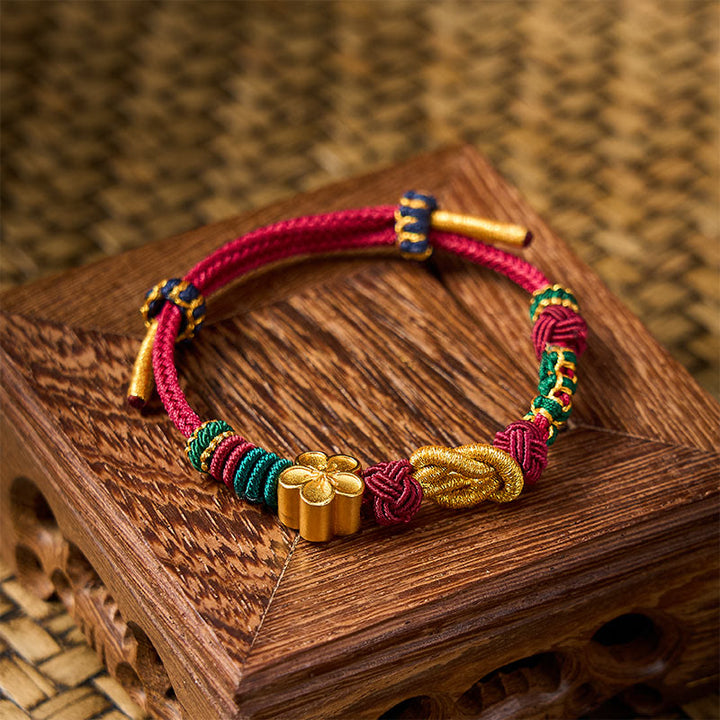 Buddha Stones Handgewebtes, mehrfarbiges Armband mit Pfirsichblütenmotiv im chinesischen Knotenmuster – Glücksbringer für Paare - image 4