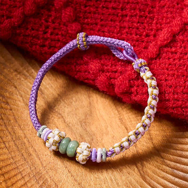 Buddha Stones Handgefertigtes, geflochtenes Armband mit Pfirsichblüten und Jade in chinesischer Knotentechnik, verstellbar. - image 23