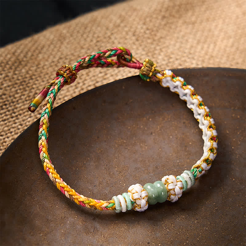 Buddha Stones Handgefertigtes, geflochtenes Armband mit Pfirsichblüten und Jade in chinesischer Knotentechnik, verstellbar. - image 28