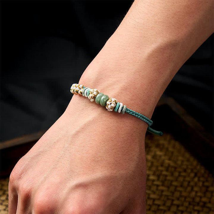 Buddha Stones Handgefertigtes, geflochtenes Armband mit Pfirsichblüten und Jade in chinesischer Knotentechnik, verstellbar. - image 37