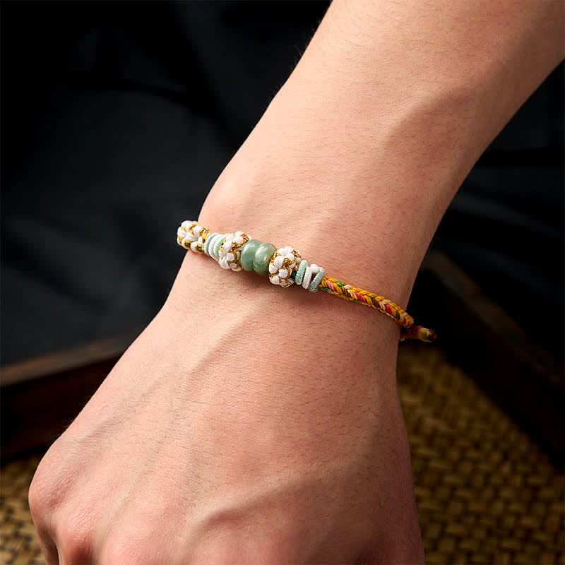 Buddha Stones Handgefertigtes, geflochtenes Armband mit Pfirsichblüten und Jade in chinesischer Knotentechnik, verstellbar. - image 31
