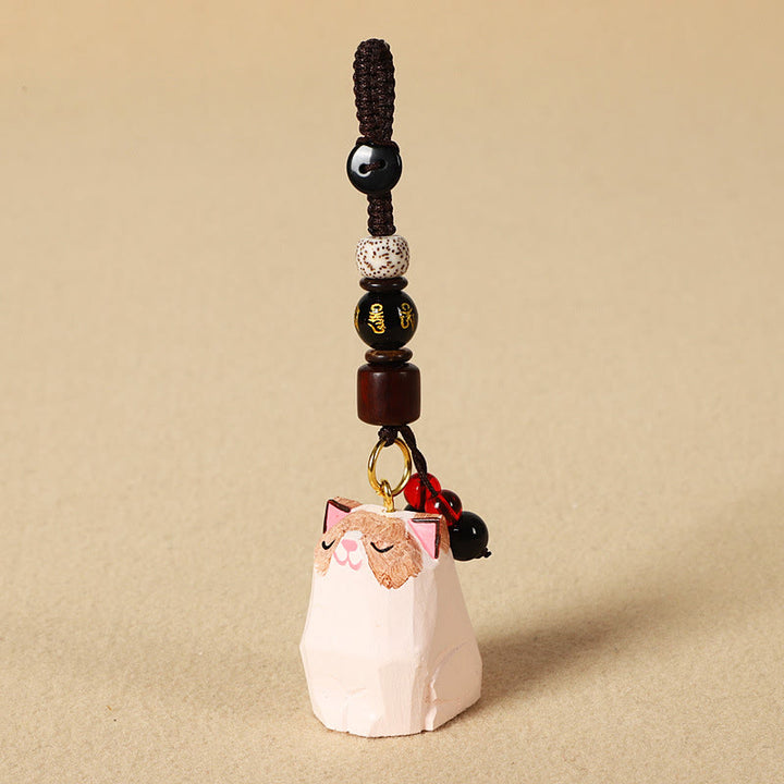 Buddha Stones Handgeschnitzte Schlüsselanhänger aus Holz mit Katzenmotiven und dem Schriftzug „Om Mani Padme Hum Peace“ - Ragdoll-Katze - Om Mani Padme Hum - Strukturiertes Naturholz (Ruhige Energie ♥ Schlichtheit) - image 11