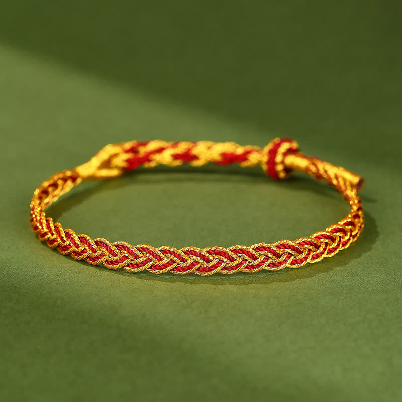 Buddha Stones Handgewebtes, farbenfrohes, geflochtenes Armband aus roter Schnur - Rote Schnur - image 3