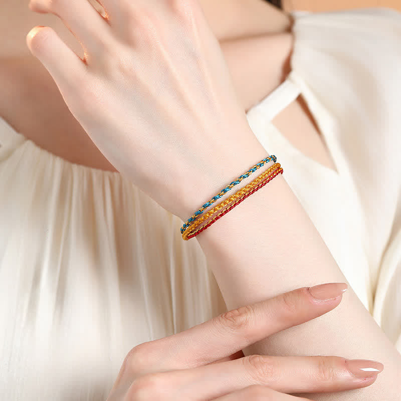 Buddha Stones Dreifach gewickeltes, farbenfrohes Armband aus Kordel, handgewebt und geflochten - image 1