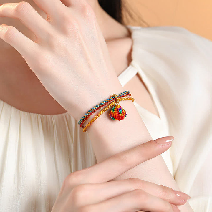 Buddha Stones Dreifach gewickeltes, farbenfrohes Armband aus Kordel, handgewebt und geflochten - image 9