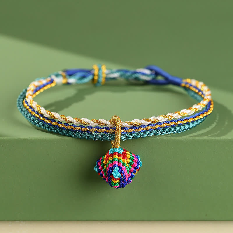 Buddha Stones Dreifach gewickeltes, farbenfrohes Armband aus Kordel, handgewebt und geflochten - Royal Blue Zongzi - image 12