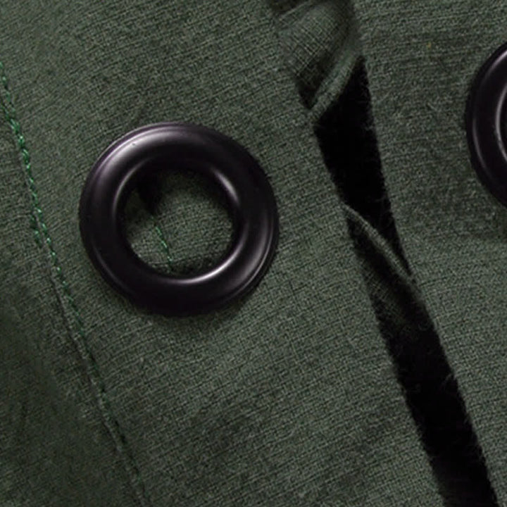Buddha Stones Lässiger Vintage-Kimono für Herren mit Kranichstickerei aus Baumwoll-Leinen für den Herbst - image 3