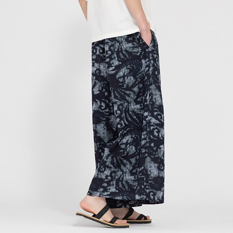 Buddha Stones Sommerliche Boho-Freizeithose mit Kordelzug, abstraktem Muster, kurzem Schnitt, geradem Bein und Tasche - image 10