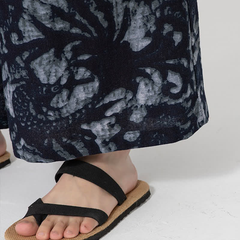 Buddha Stones Sommerliche Boho-Freizeithose mit Kordelzug, abstraktem Muster, kurzem Schnitt, geradem Bein und Tasche - image 16