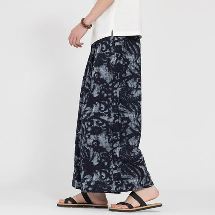 Buddha Stones Sommerliche Boho-Freizeithose mit Kordelzug, abstraktem Muster, kurzem Schnitt, geradem Bein und Tasche - image 12