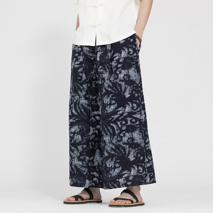 Buddha Stones Sommerliche Boho-Freizeithose mit Kordelzug, abstraktem Muster, kurzem Schnitt, geradem Bein und Tasche - Dunkelgrau - US/UK/AU48, EU58 (5XL) - image 7