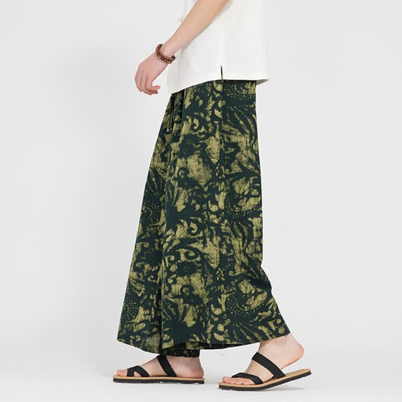 Buddha Stones Sommerliche Boho-Freizeithose mit Kordelzug, abstraktem Muster, kurzem Schnitt, geradem Bein und Tasche - image 4