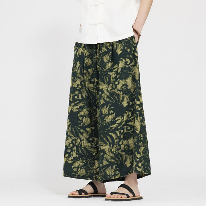 Buddha Stones Sommerliche Boho-Freizeithose mit Kordelzug, abstraktem Muster, kurzem Schnitt, geradem Bein und Tasche - image 2