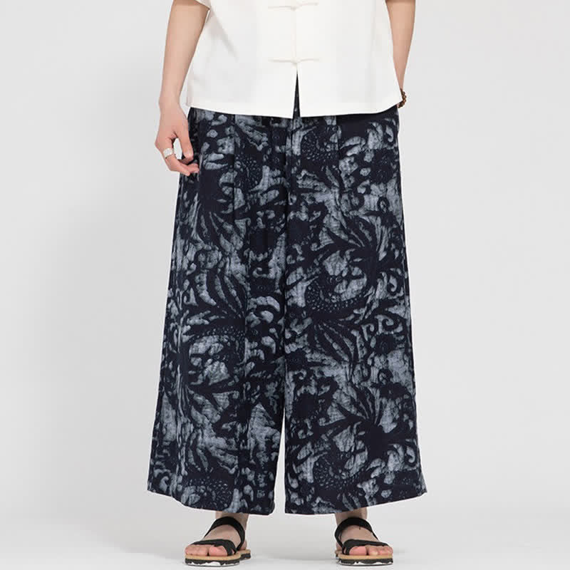 Buddha Stones Sommerliche Boho-Freizeithose mit Kordelzug, abstraktem Muster, kurzem Schnitt, geradem Bein und Tasche - image 8