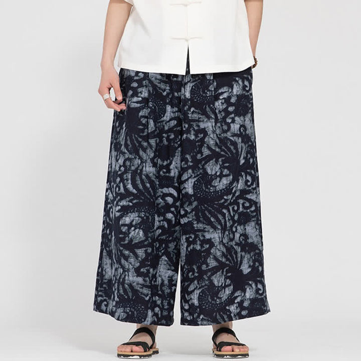 Buddha Stones Sommerliche Boho-Freizeithose mit Kordelzug, abstraktem Muster, kurzem Schnitt, geradem Bein und Tasche - image 8
