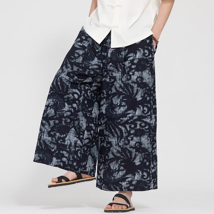 Buddha Stones Sommerliche Boho-Freizeithose mit Kordelzug, abstraktem Muster, kurzem Schnitt, geradem Bein und Tasche - image 9