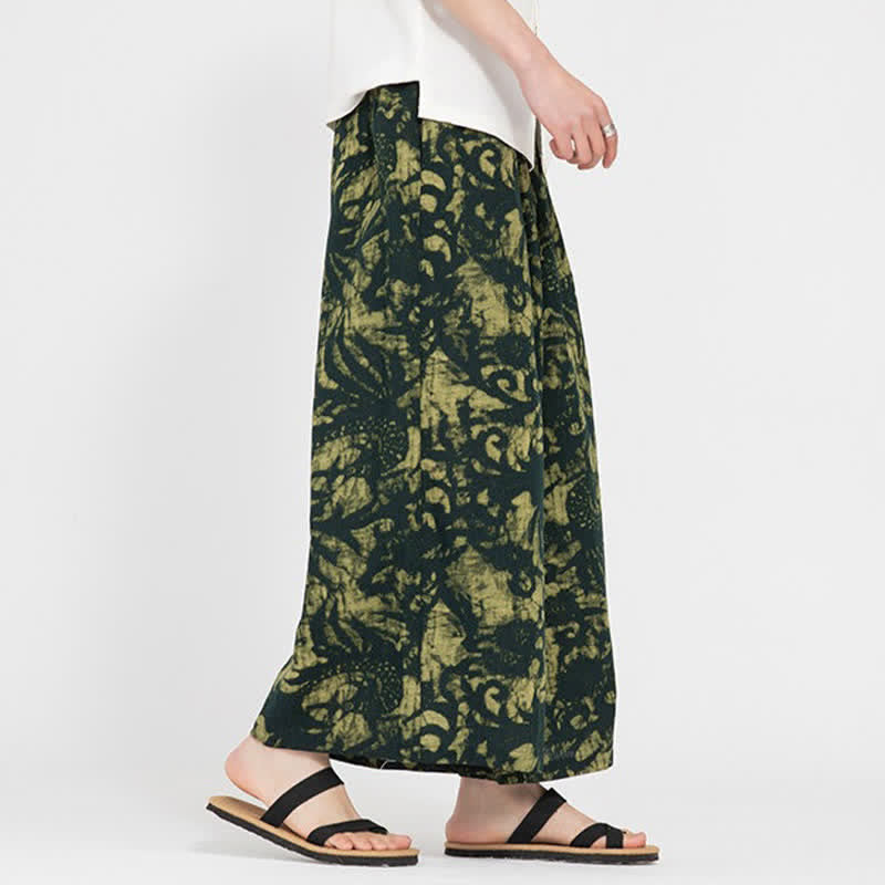 Buddha Stones Sommerliche Boho-Freizeithose mit Kordelzug, abstraktem Muster, kurzem Schnitt, geradem Bein und Tasche - image 6