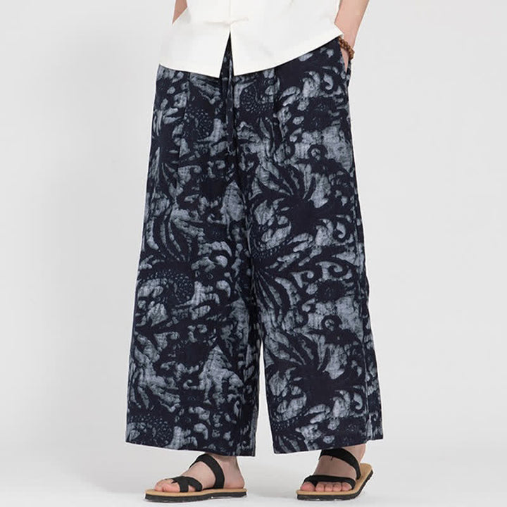 Buddha Stones Sommerliche Boho-Freizeithose mit Kordelzug, abstraktem Muster, kurzem Schnitt, geradem Bein und Tasche - image 13