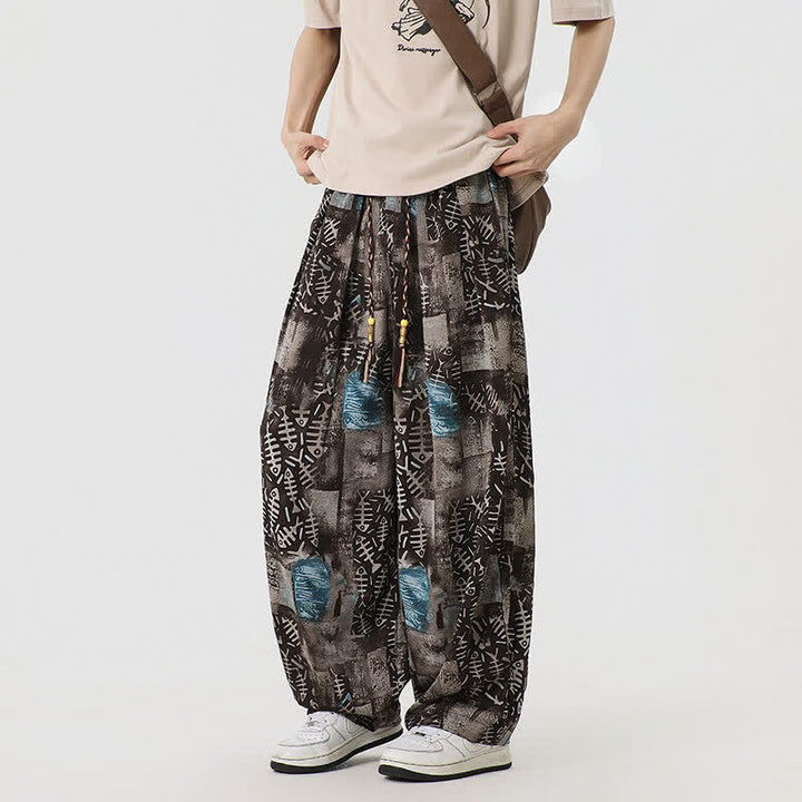 Buddha Stones Boho-Freizeithose für Frühling und Sommer, lange Herren-Haremshose mit Kordelzug und Tasche - image 2