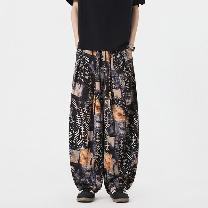 Buddha Stones Boho-Freizeithose für Frühling und Sommer, lange Herren-Haremshose mit Kordelzug und Tasche - image 8
