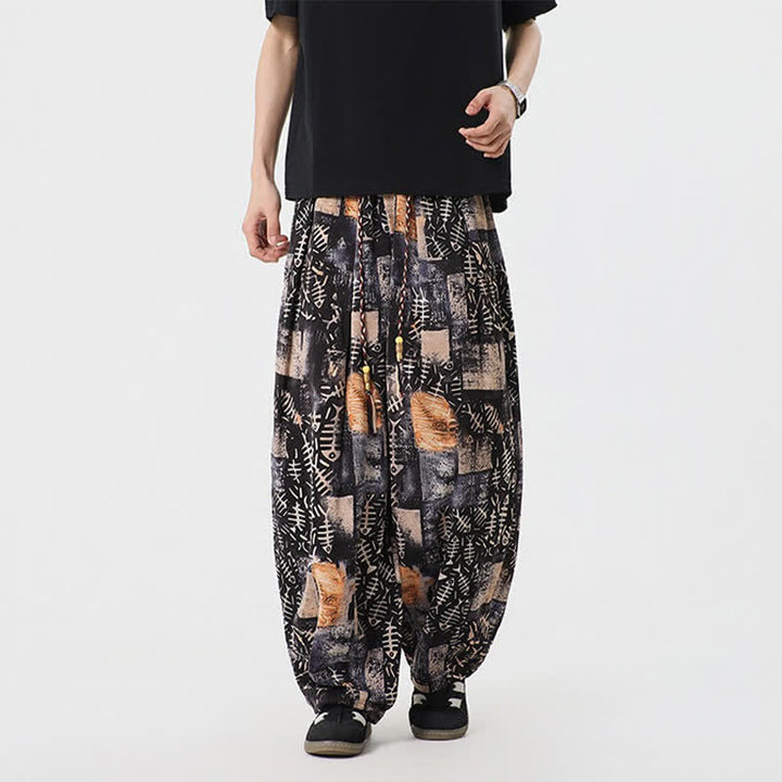 Buddha Stones Boho-Freizeithose für Frühling und Sommer, lange Herren-Haremshose mit Kordelzug und Tasche - image 7