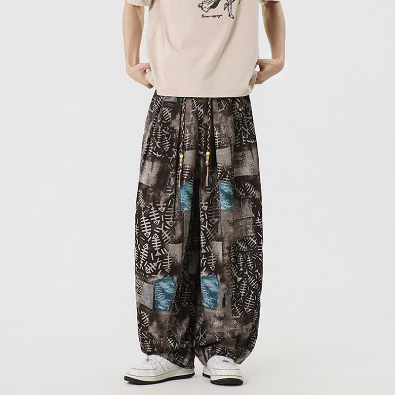Buddha Stones Boho-Freizeithose für Frühling und Sommer, lange Herren-Haremshose mit Kordelzug und Tasche - image 3
