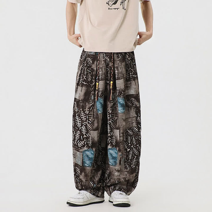 Buddha Stones Boho-Freizeithose für Frühling und Sommer, lange Herren-Haremshose mit Kordelzug und Tasche - image 3