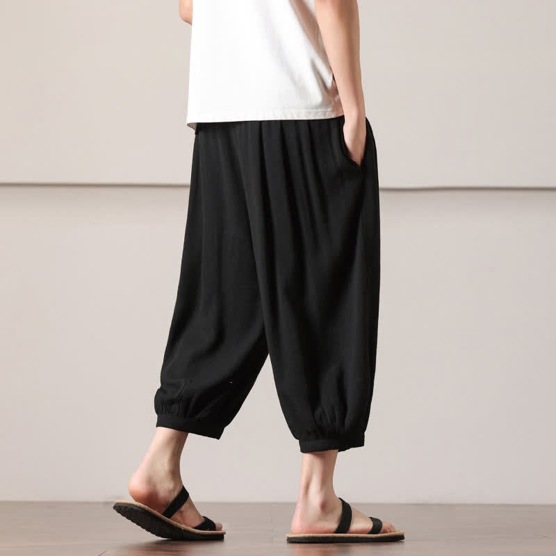 Buddha Stones Lässige, minimalistische Caprihose mit Kordelzug und Tasche für Herren – ideal für den Sommer. - image 29