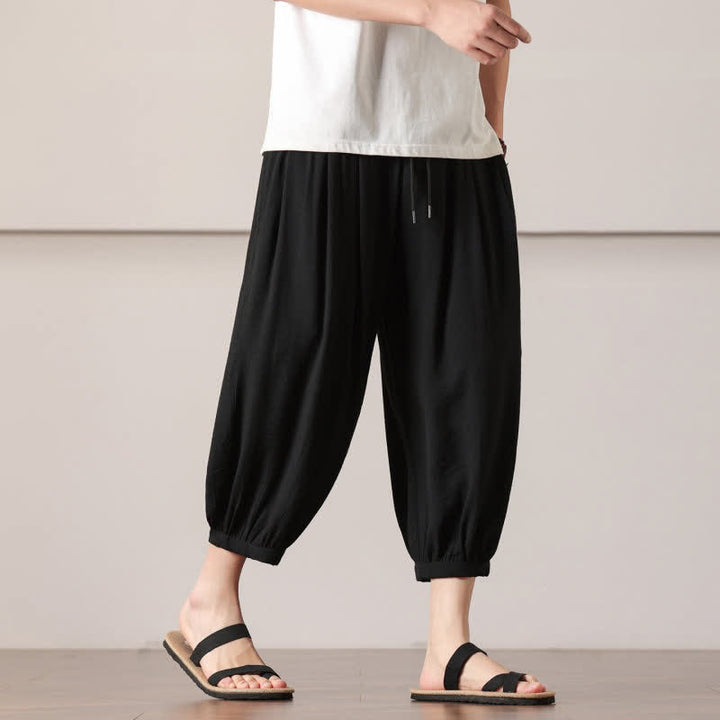 Buddha Stones Lässige, minimalistische Caprihose mit Kordelzug und Tasche für Herren – ideal für den Sommer. - image 25