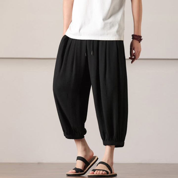 Buddha Stones Lässige, minimalistische Caprihose mit Kordelzug und Tasche für Herren – ideal für den Sommer. - image 22