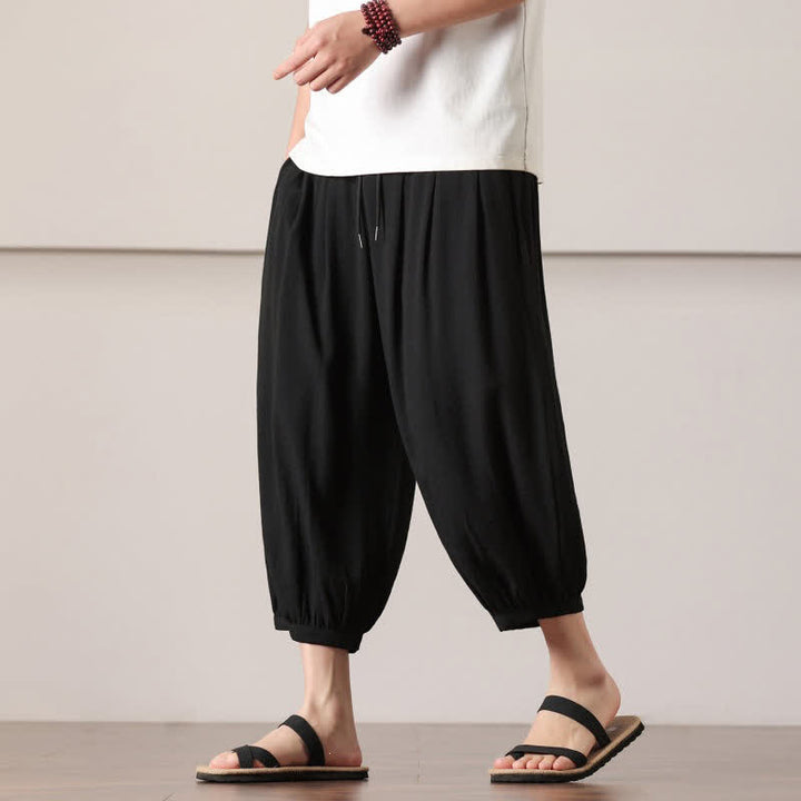 Buddha Stones Lässige, minimalistische Caprihose mit Kordelzug und Tasche für Herren – ideal für den Sommer. - image 27