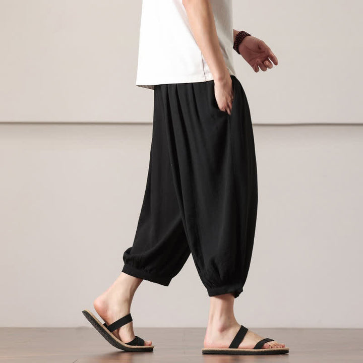 Buddha Stones Lässige, minimalistische Caprihose mit Kordelzug und Tasche für Herren – ideal für den Sommer. - image 24