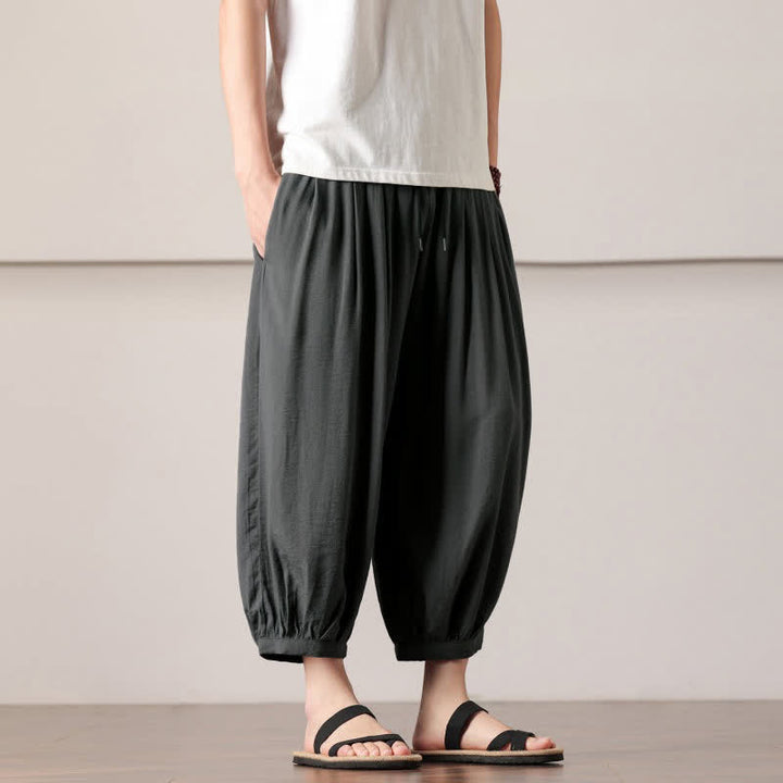 Buddha Stones Lässige, minimalistische Caprihose mit Kordelzug und Tasche für Herren – ideal für den Sommer. - image 3