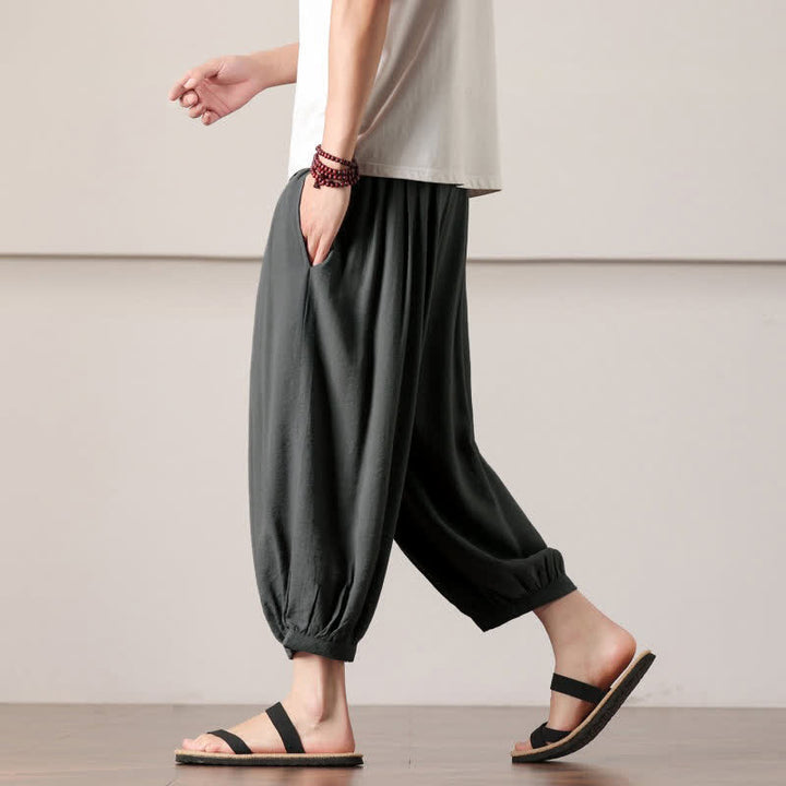 Buddha Stones Lässige, minimalistische Caprihose mit Kordelzug und Tasche für Herren – ideal für den Sommer. - image 5