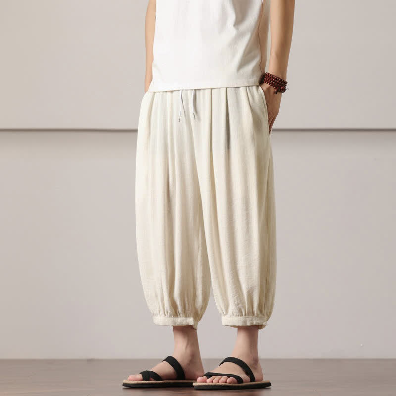 Buddha Stones Lässige, minimalistische Caprihose mit Kordelzug und Tasche für Herren – ideal für den Sommer. - image 10