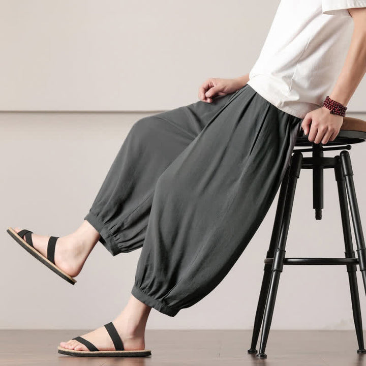 Buddha Stones Lässige, minimalistische Caprihose mit Kordelzug und Tasche für Herren – ideal für den Sommer. - image 6