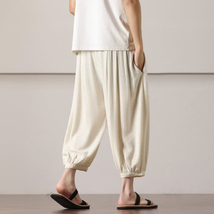 Buddha Stones Lässige, minimalistische Caprihose mit Kordelzug und Tasche für Herren – ideal für den Sommer. - image 18