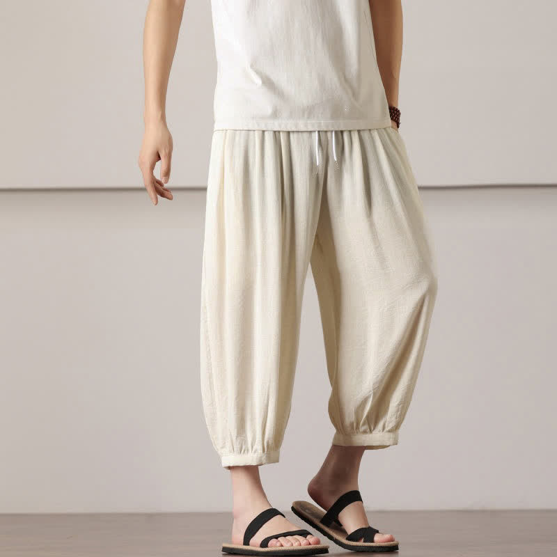 Buddha Stones Lässige, minimalistische Caprihose mit Kordelzug und Tasche für Herren – ideal für den Sommer. - image 12