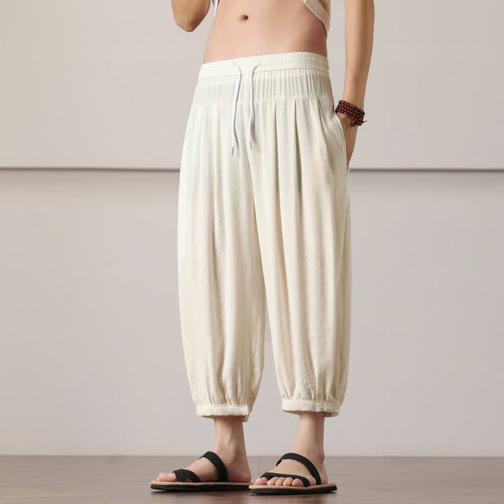 Buddha Stones Lässige, minimalistische Caprihose mit Kordelzug und Tasche für Herren – ideal für den Sommer. - image 9