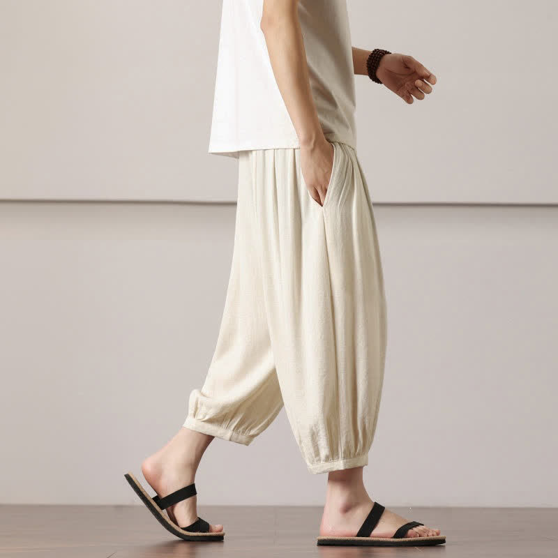 Buddha Stones Lässige, minimalistische Caprihose mit Kordelzug und Tasche für Herren – ideal für den Sommer. - image 15