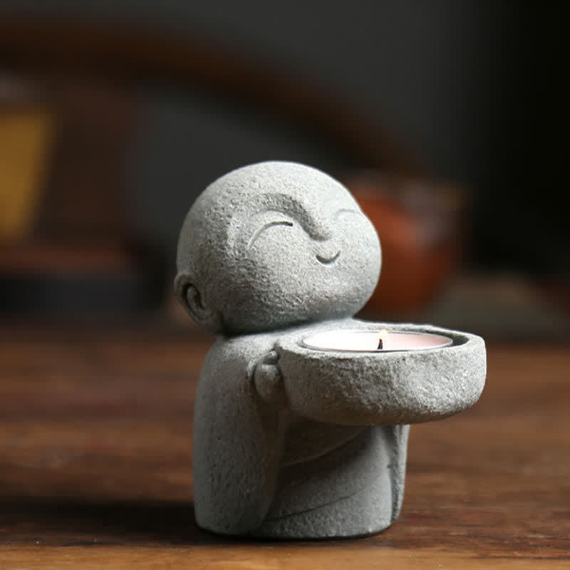 Buddha Stones Buddha-Statue aus Kunstharz mit Kerzenhalter (ohne Kerze) - image 8
