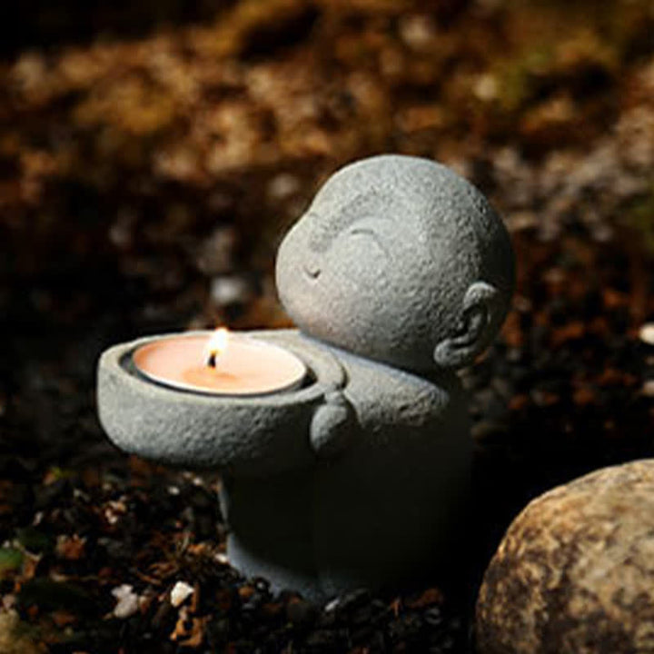 Buddha Stones Buddha-Statue aus Kunstharz mit Kerzenhalter (ohne Kerze) - image 3