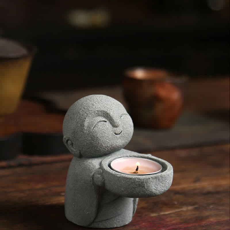 Buddha Stones Buddha-Statue aus Kunstharz mit Kerzenhalter (ohne Kerze) - image 10