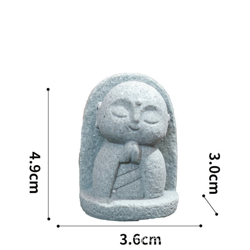 Buddha Stones Kleine Gebetsstatue aus Kunstharz, Ksitigarbha Buddha, Symbol der Mitgefühlsmeditation - Gebetslehne 4,9 x 3,6 x 3,0 cm - image 12